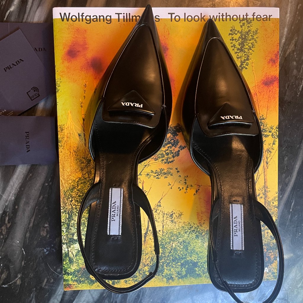 Prada - New Leather Slingback Pumps In Black